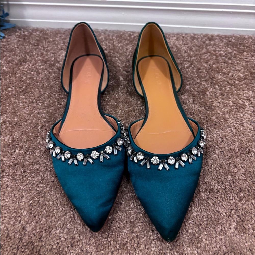 Jcrew Factory Satin Rhinestone Flats